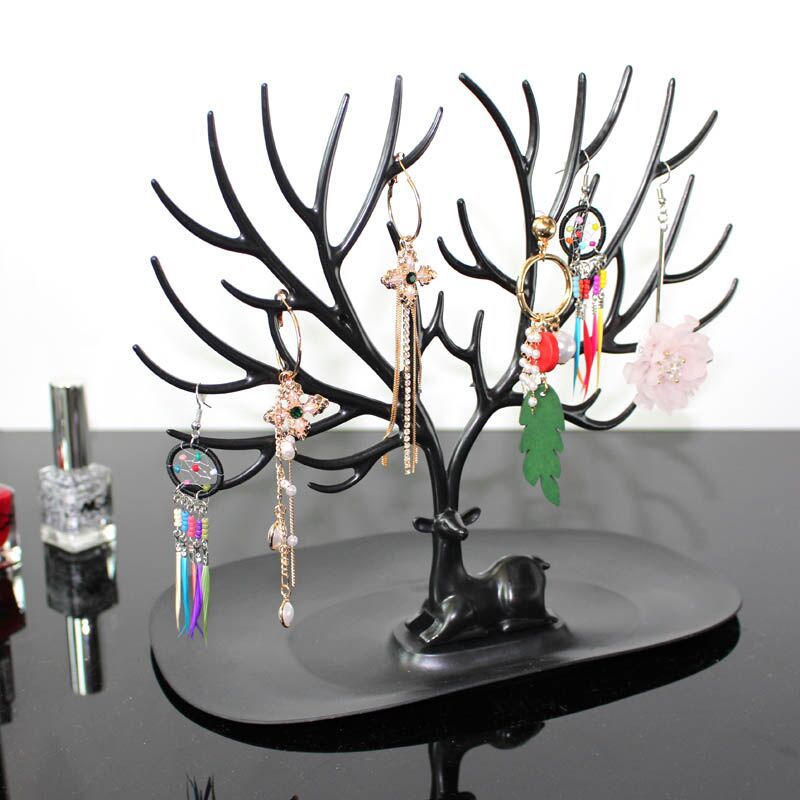 120/180/240/360holes Plastic Clear Earrings Studs Display Rack Folding Screen Earring Jewelry Display Stand Holder Storage Box: black deer