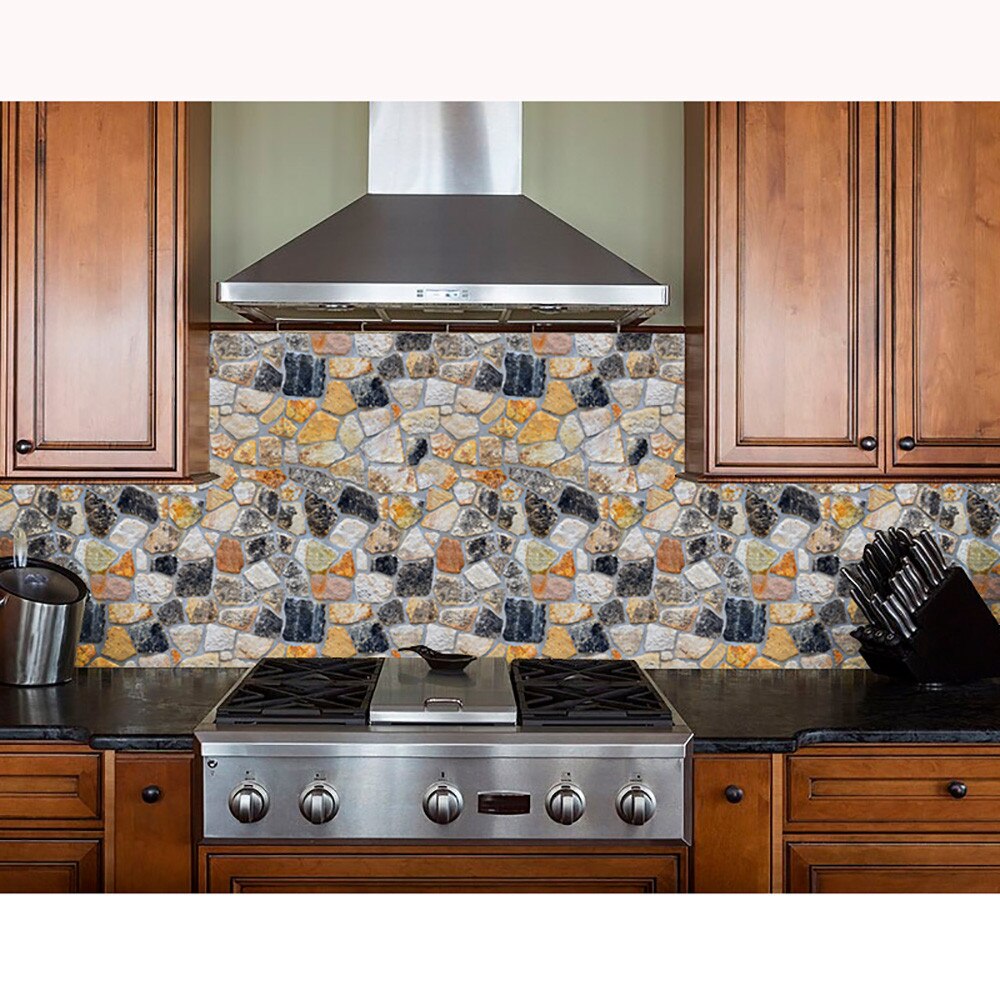 House Decoration 3d Pvc Wall Stickers Paper Brick Stone Wallpaper Diy Rustic Effect Self Adhesive Home Decor Sticker Living Room