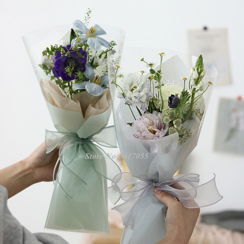 20 st enkelblomma ros låda bukett kristall film ängel blomma omslagspapper pvc plast papperspåsar lådor fodral för blommor