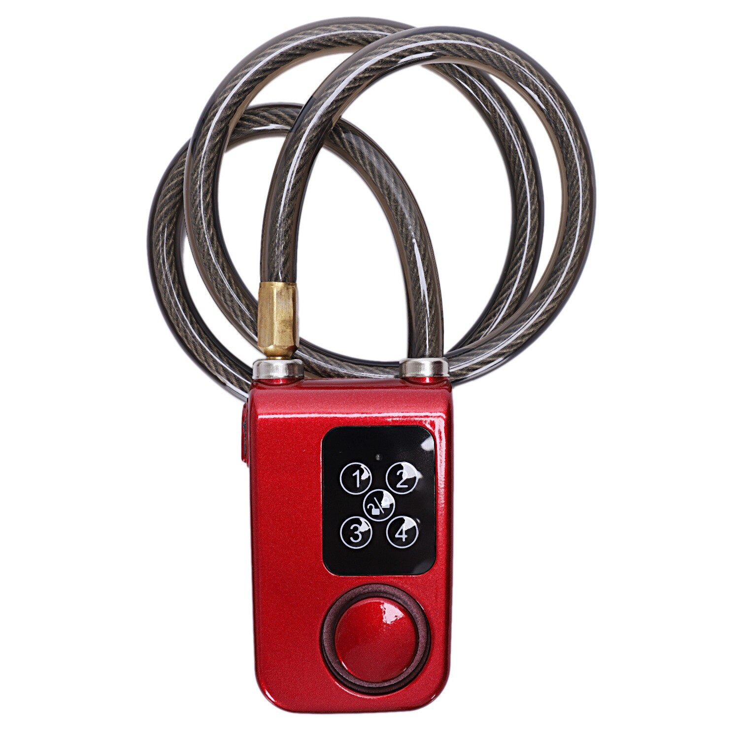 FSTE Electric Digital Bike Alarm Lock With Wire Rope Waterproof Home Anti Theft Lock With 110Db Alarm For Door & Bicycle: Red