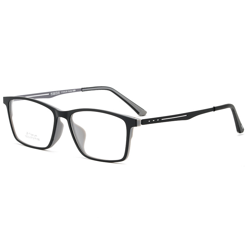 Lunettes surdimensionnées en plastique titane TR90 pour hommes, large monture de lunettes, myopie Prescription optique: Black Gray