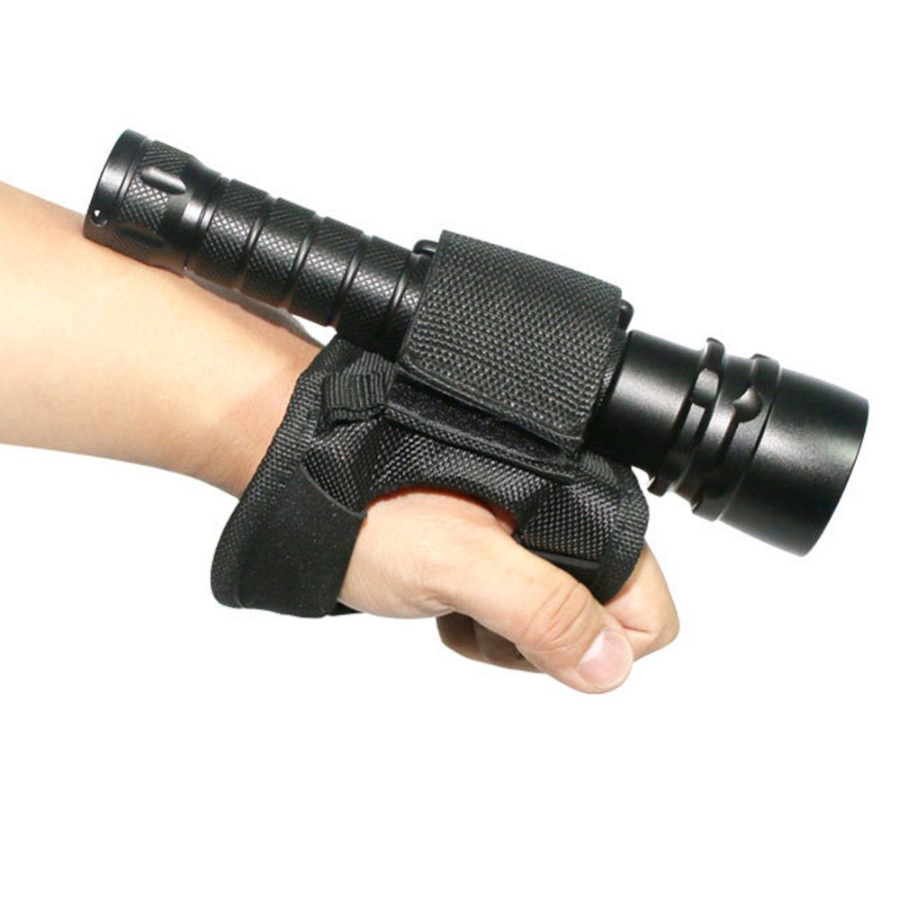 Udendørs undervands scuba buceo dyk led lommelygte holder blød sort hånd arm mount håndledsrem handske praktisk