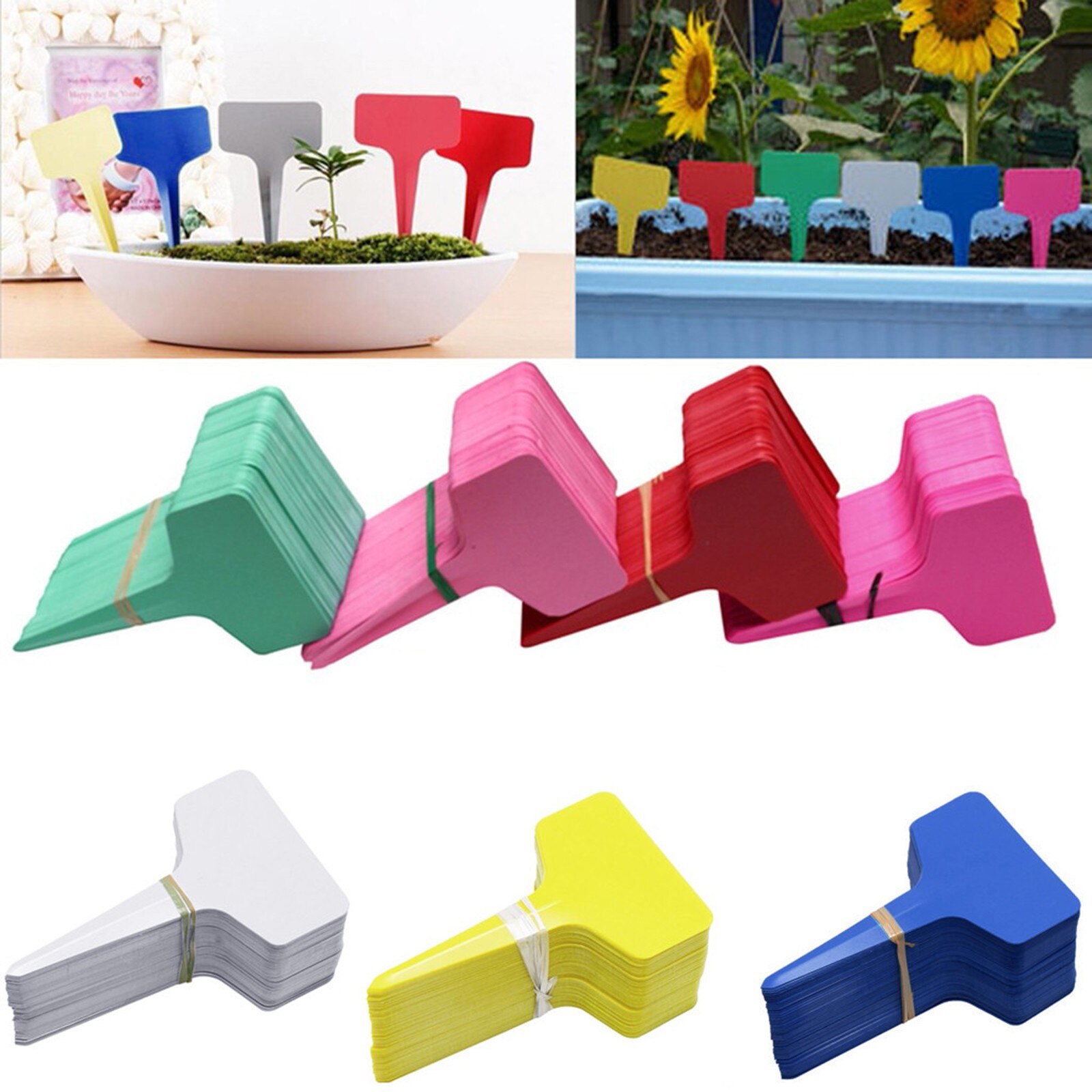 25 #100Pc Plant T-type Tags Markers Kwekerij Lade Plastic Tuin Labels Bloem Dikke Label Markers Tuin Decoratie ornamenten
