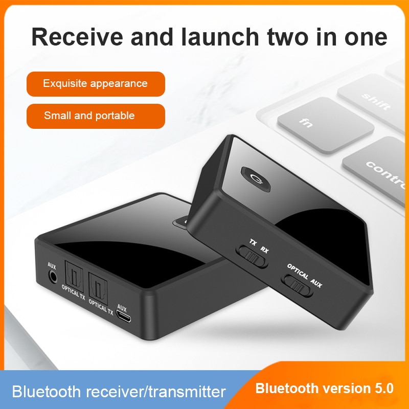 2 IN 1 Bluetooth Audio Receiver Bluetooth Transmitter Support Fiber Optic Interface And 3.5mm AUX Interface For TV Speaker