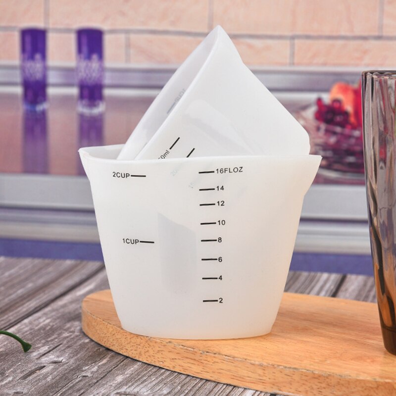 Reusable Measuring Cup Silicone Metering Cup 250ml/500ml Visual Scale Resin Mixing Cup Liquid Measure Casting Molds Eco-Friendly
