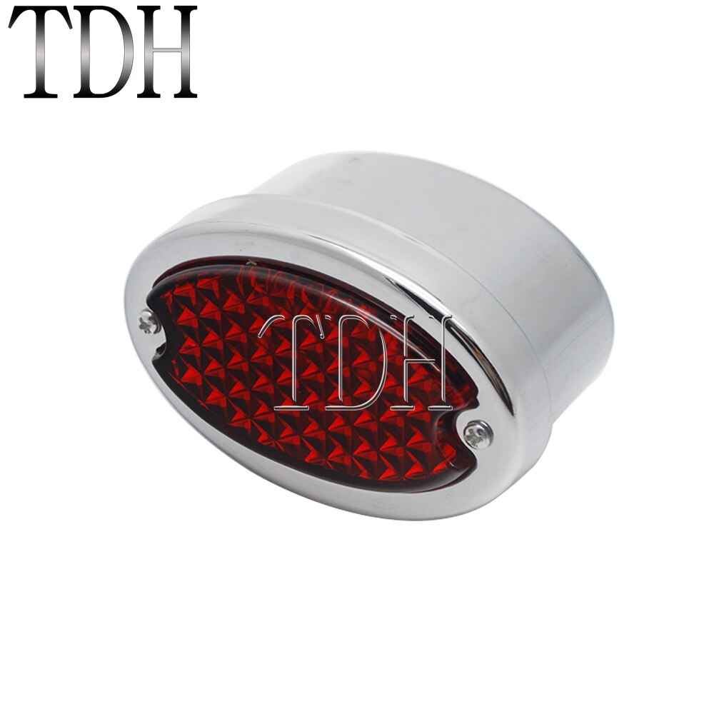 Luz LED cromada para motocicleta tipo Cafe Racer, luz trasera de freno, para matrícula de Harley, Shovelhead, Chopper, Bobber, Softail