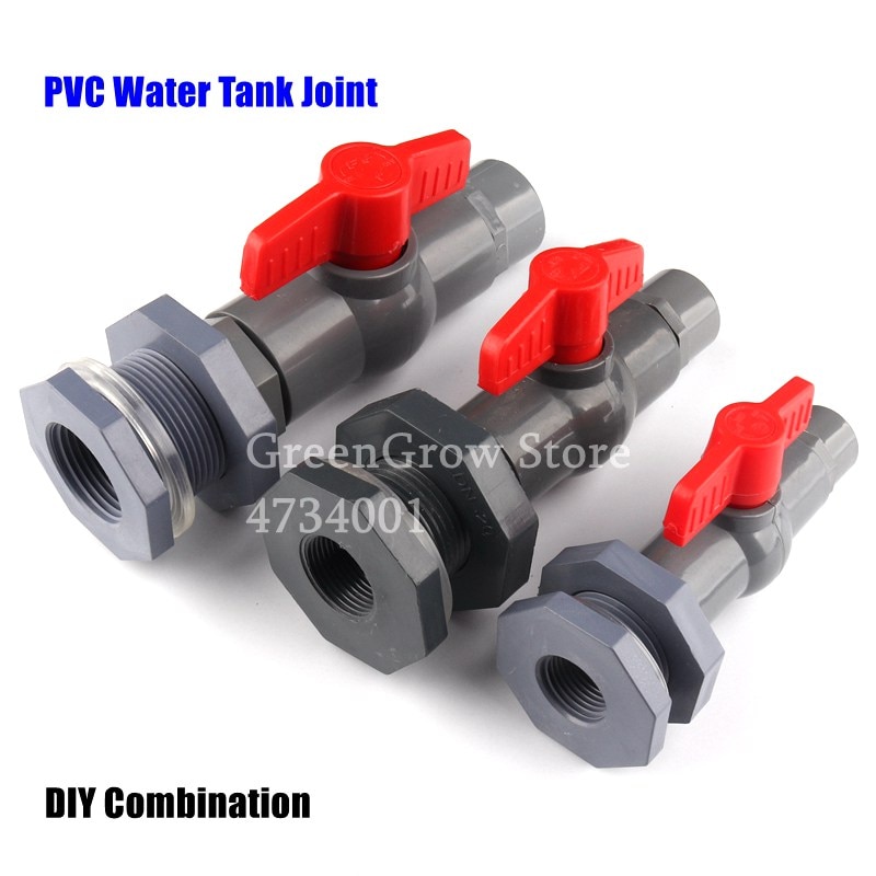 1pc 20~63mm 1/2"~2" PVC Water Tank Connectors Aquarium Fish Tank Drainage Intake Composite Joint DIY Tools Pipe Drain Connector