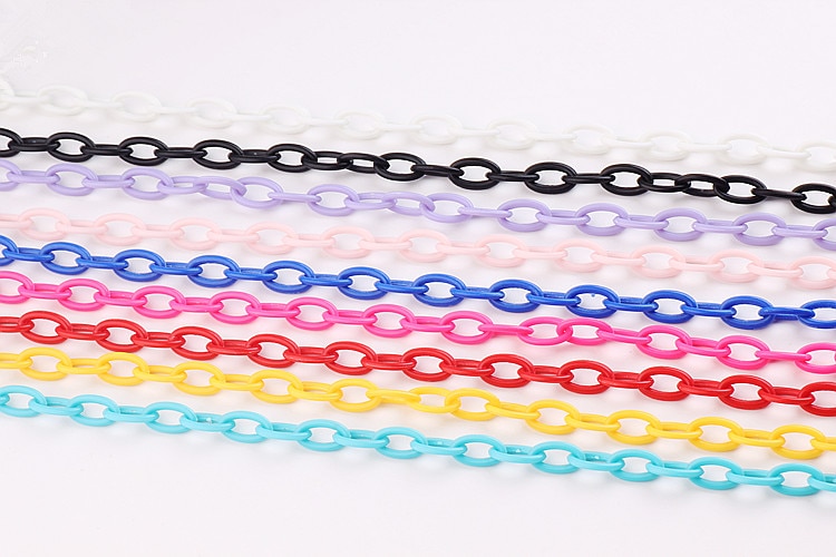 DIY chain for jewelry making accessories hand made necklace bracelet plastic chain isolated colors jewelry findings