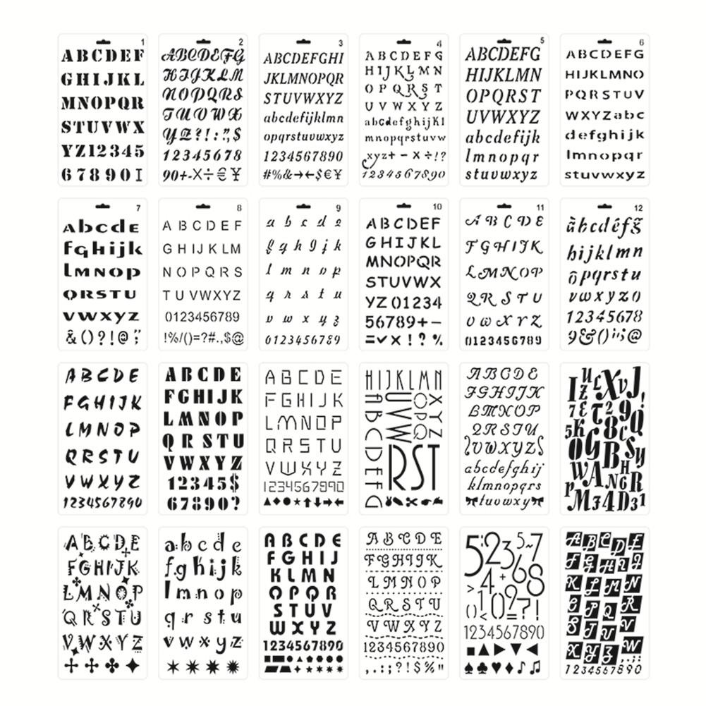 24Pcsletter Tekening Sjabloon Zacht Plastic Alfabet Stencils # W0: Default Title