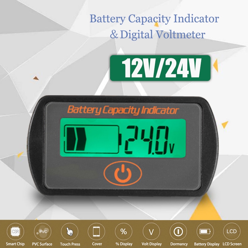 12V/24V Durable LCD Digital Display Lead-Acid Battery Percentage Voltmeter Voltage Meter Batterie Capacity Test Tool