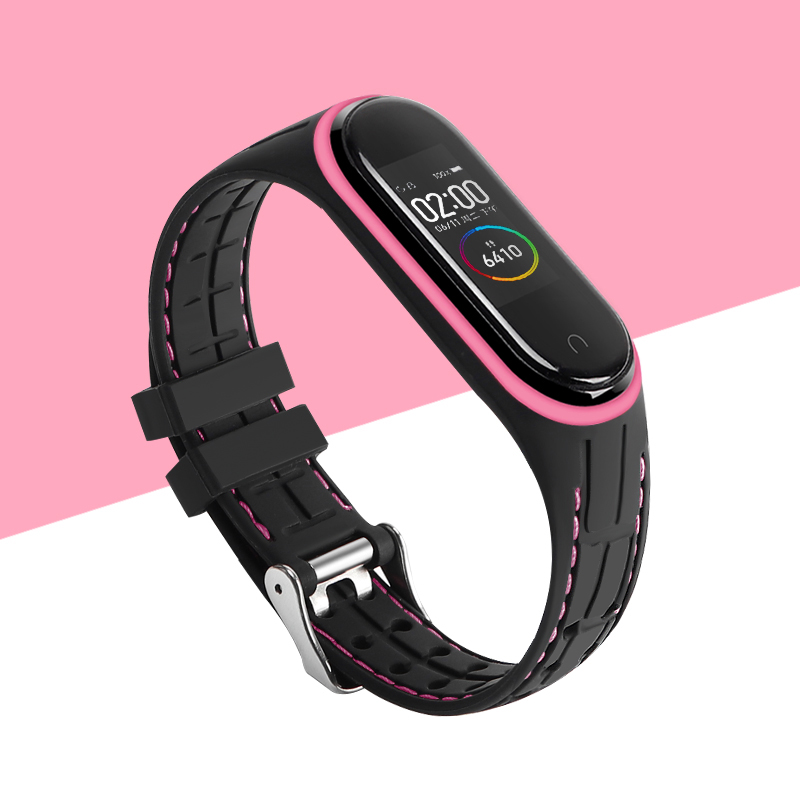 Silikone til xiaomi mi band 4 rem armbånd sport gummi urrem udskiftning smartwatch rem til mi band 3 4 5 6 7 armbånd: Kul sort / 12mm