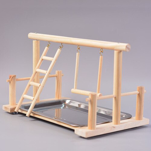 Bird training supplies solid wood interactive parrot stand small and medium parrot ladder scrub station bar bird shelf MJ707: A