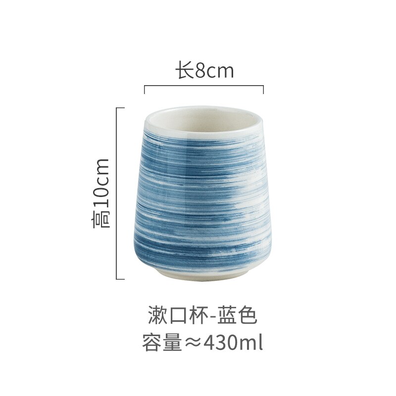 Painted Ceramic Mug Toothbrush Holder Mouth Cup Portable Soap Dispenser Lotion Bottle Wash Supplies Modern Bathroom Accessories: Blue toothbrush cup