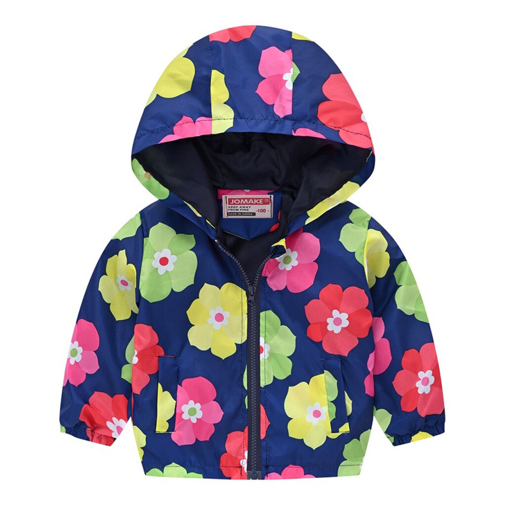 automne Enfants Vêtements Vestes pour enfants Pour Garçon Fille À Capuche Coupe-Vent À Capuche Bébé Impression Manteau Imperméable À L'eau À Capuche: Hot Pink / 18M