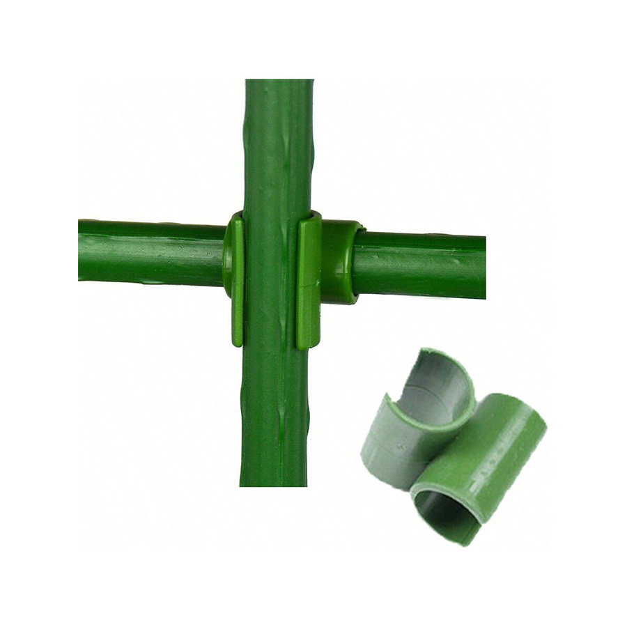 20 stuks tuin kunststof gecoate metalen plant klimpaal ondersteuningsframe, klimpaal aangesloten op de beugel bevestigingsklem Accesso: Zilver