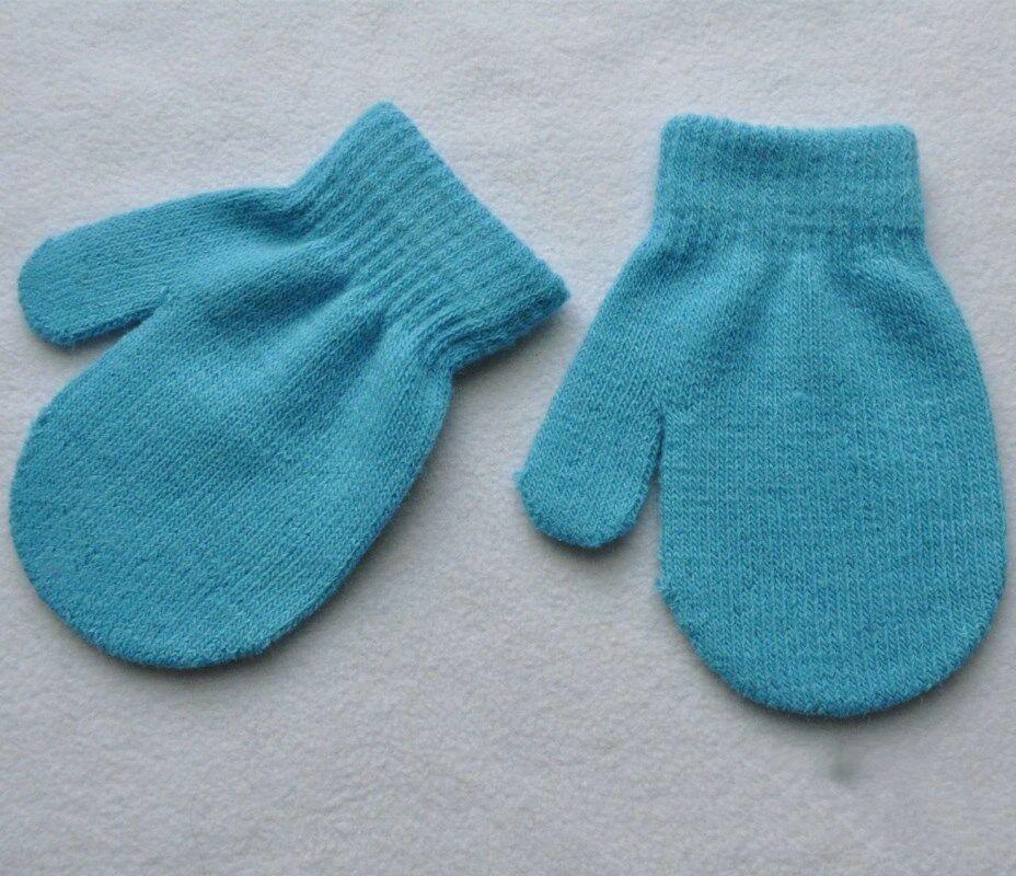 1 Pair Baby Candy Color Winter Warm Gloves Toddler Boys Girls Mittens Kids Gloves Child Accessories: Sky Blue