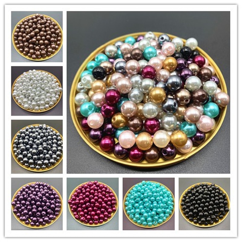 8mm 50pcs Imitation Pearls Round Beads DIY Bracelet Earrings Charms Necklace Beads For Jewelry Making