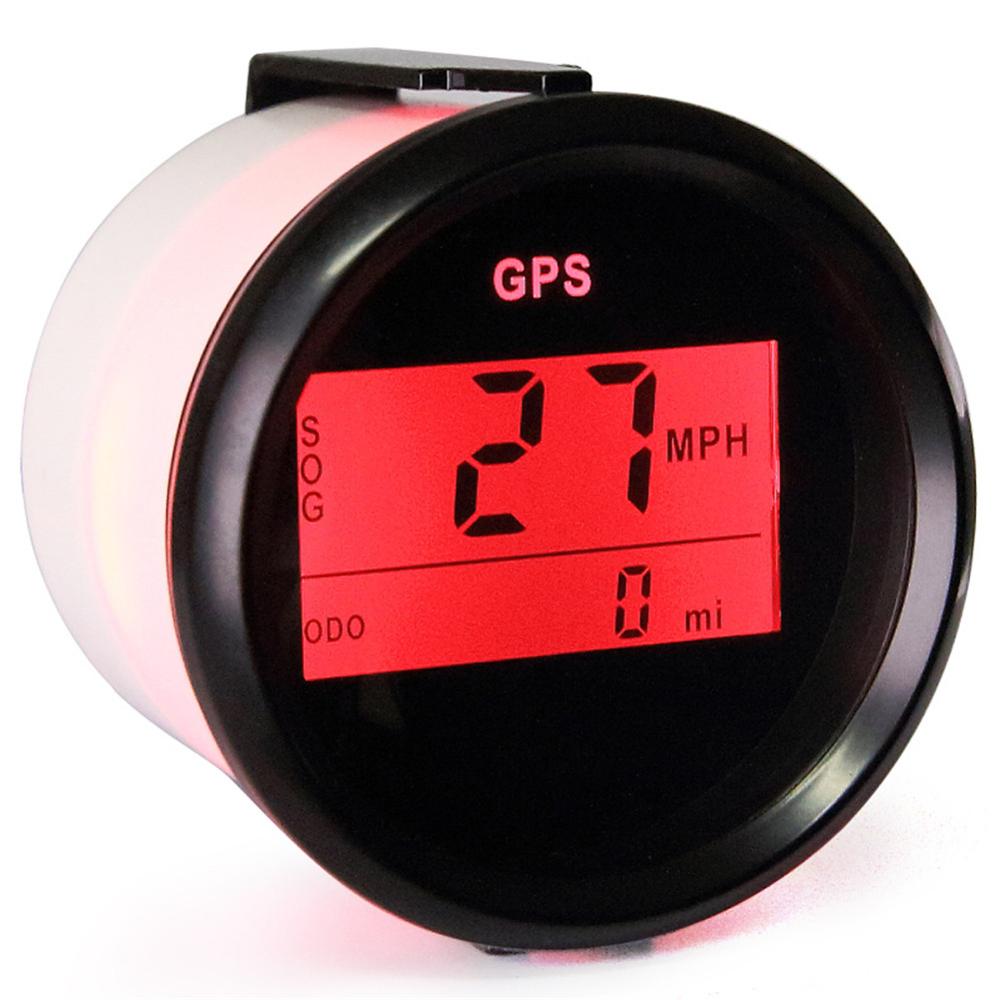 1pc 0-999 knop mph km/h marina gps hastighetsmätare 52mm automatiska digitala vägmätare sog svarta hastighetsindikatorer med röd bakgrundsbelysning 9-32v