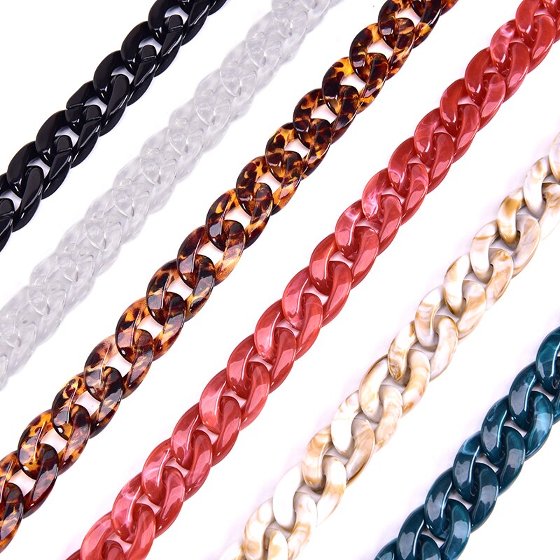 1Pcs Visgraten 120Cm Acryl Hars Keten Tas Riem Handtas Plastic Band Mode Kleurrijke Vrouwen Tas Accessoires Schouder band