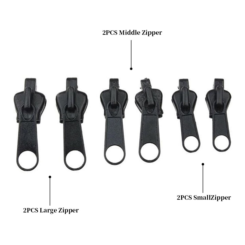 Kit de réparation de fermeture éclair, 6 pièces, fixateur de fermeture à glissière universelle avec glissière métallique, fixez instantanément toutes les fermetures à glissière, 3 tailles pour fermetures à glissière 3 #5 # et 7 #