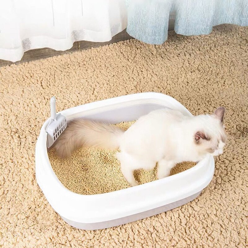 Huisdieren Bingo 40Cm Kattenbak Antislip Kattenbak Semi-Gesloten Kitten Bedpans Met Kattenbakvulling schop Anti-Splash Kat Levert