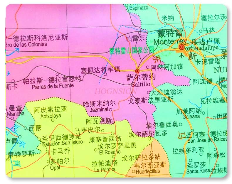 Mexico map 84x59cm Chinese and English double-sided film waterproof folding business study abroad world country series