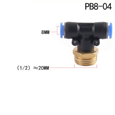 Raccord pneumatique à filetage mâle BSPT | 4mm 6mm 8mm 10mm 12mm tuyau, 1/8 "1/4" M5 3/8 "1/2" "BSPT coupleur pneumatique: PB8-04