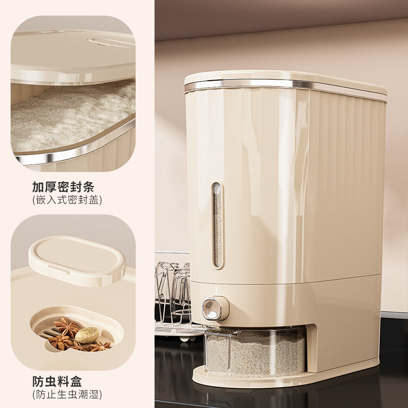 Rice buck10 pound Japanese style storage container with dust-proof and moisture-proof kitchen press for rice bucket and rice jar