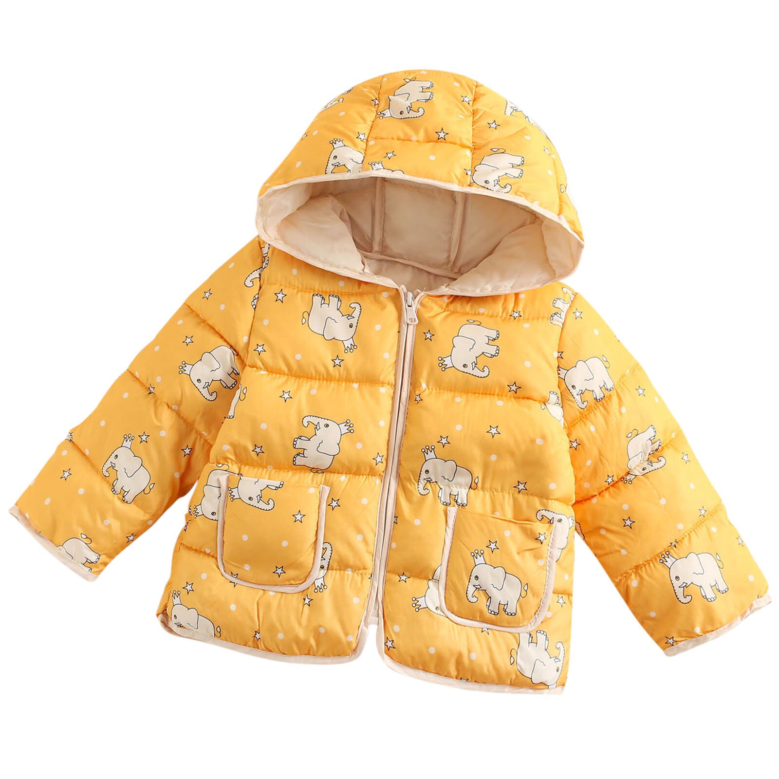 Meisjes Jas & Uitloper Kinderen Katoen Gewatteerde Jas Jongens Winter Kleding Warme Jassen Cartoon Куртка Для Мальчика Kapmantel kids: YELLOW / 90