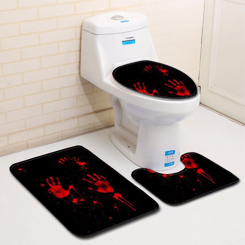3 Piece Set Horror Blood Handprint Bath Mats Non-slip Absorbent Water Floor Door Mat Bathroom Carpet Toilet Seat Rug for Toilet: C016 / 500MMx800MM