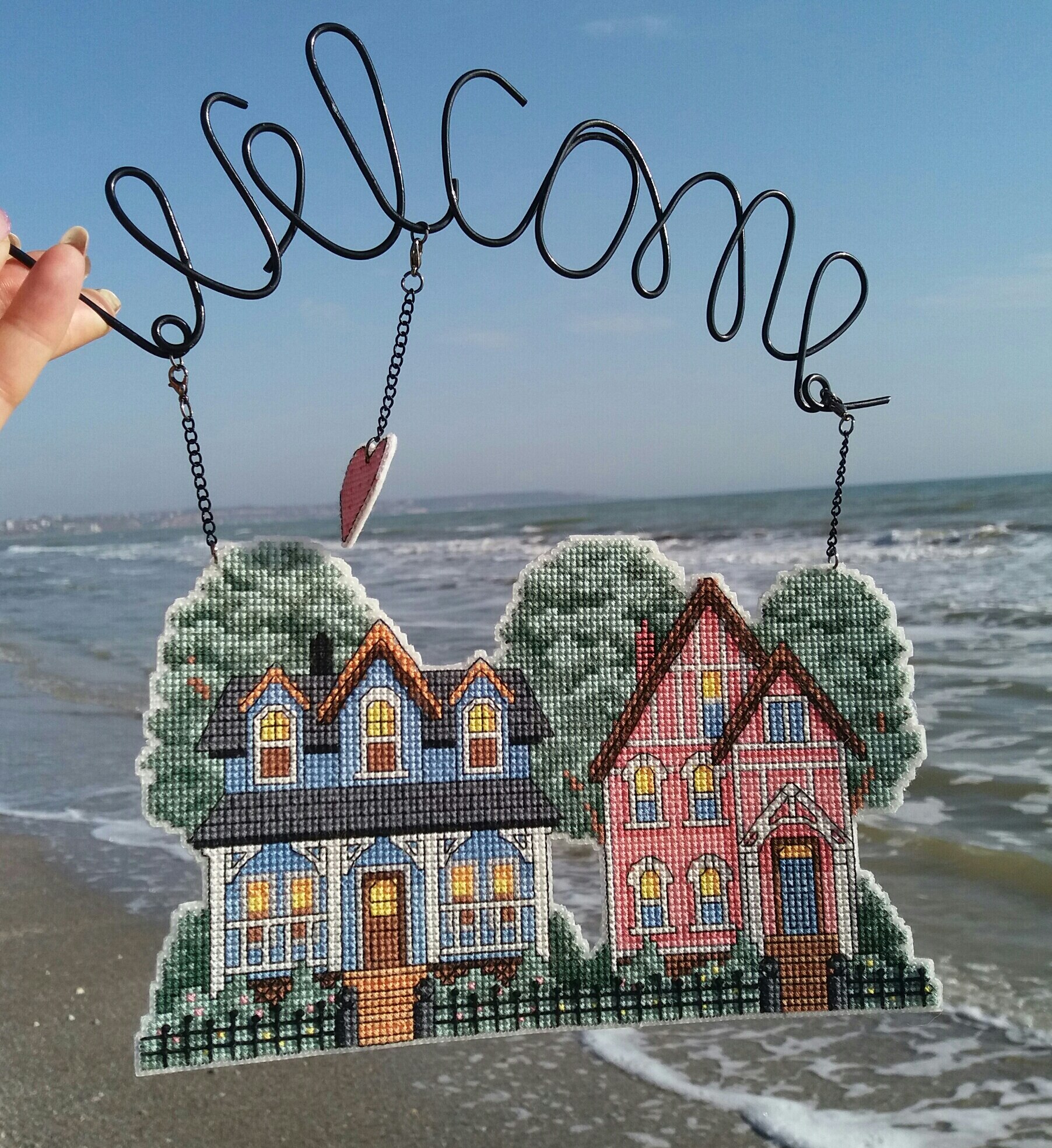 Plastic Cross Stitch Home Decoration Landscape Welcome COUNTED CROSS STITCH BANNER KIT 14 Count Embroidery Sets