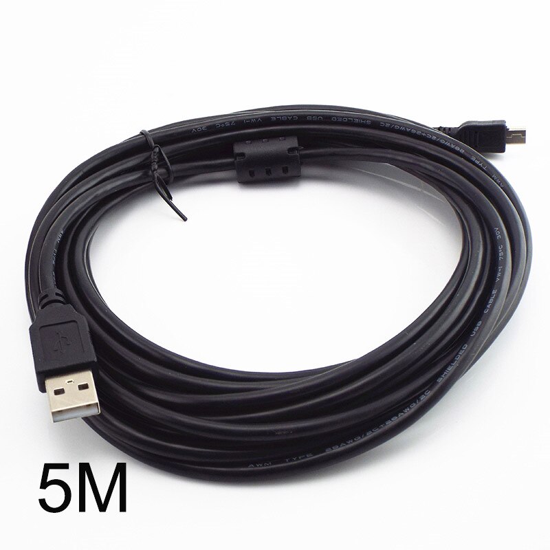 Mini USB Cable T-port mini USB Data Cable 0.3M 0.5M 1.5M 3M 5M USB To USB Fast Charger For MP3 MP4 Player Car DVR Digital Camera: 5M