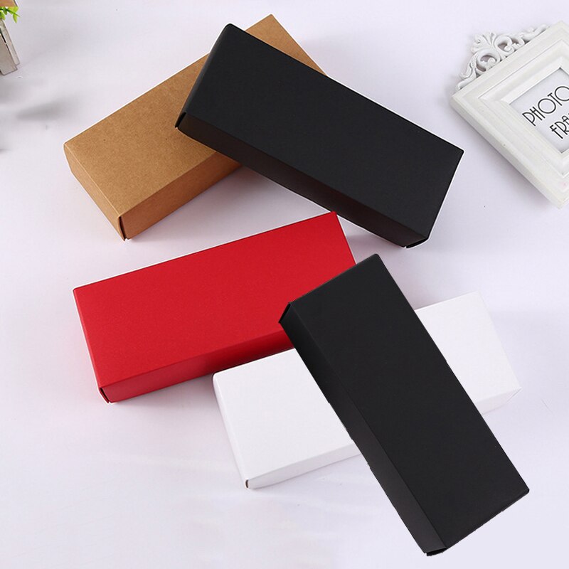 Packing Box With Lid Black White Card Kraft Paper Box Solid Color Folding Box For Valentine'S Day Birthday Party Wedding