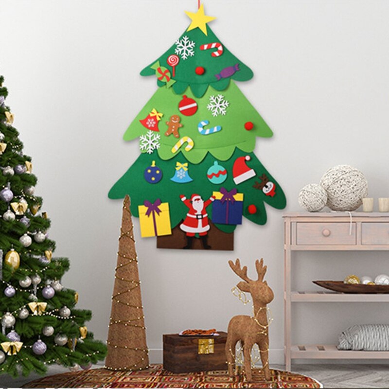 Voelde Kerstboom Voor Kids Diy Kerstboom Met Peuters Ornamenten Voor Kinderen Xmas Opknoping Thuis Deur Muur