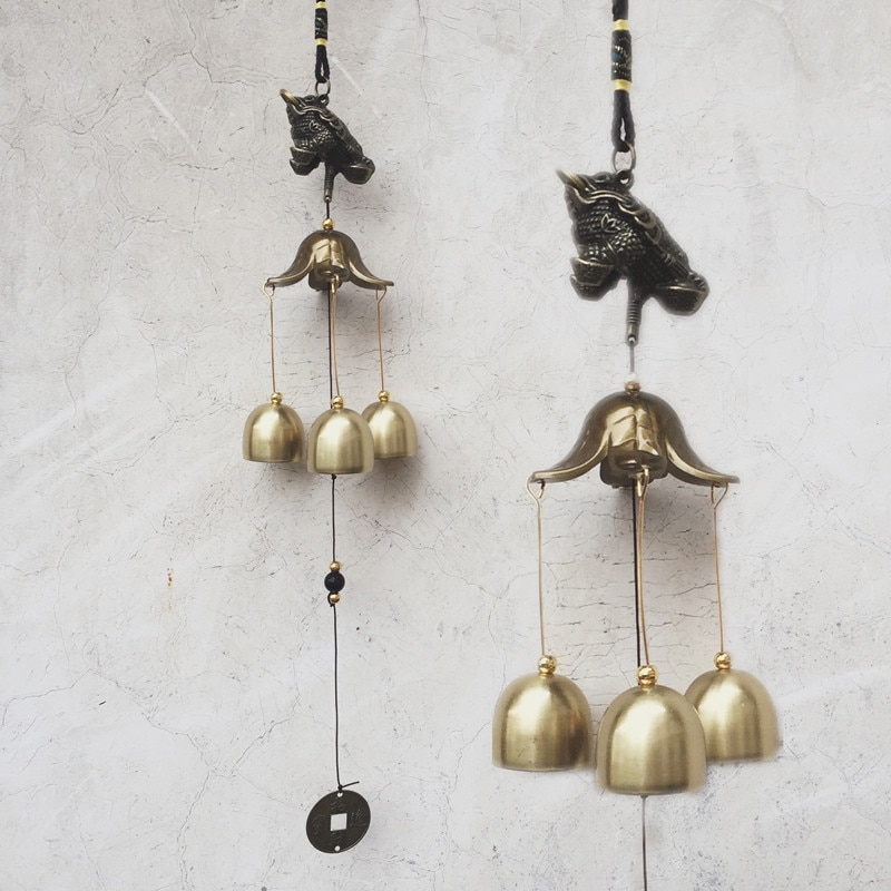 1Pcs Antique Wind Chime Copper Yard Garden Outdoor Living Decoration Metal Wind Chimes Outdoor Chinese Oriental Lucky Metal