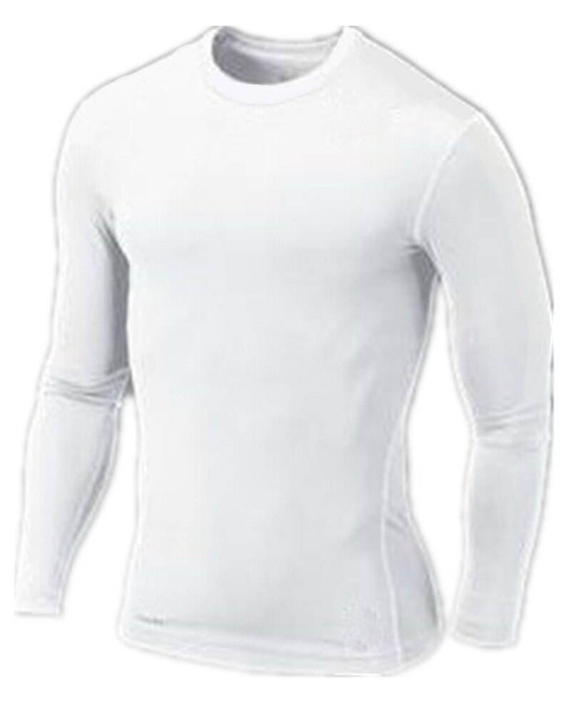 Men's Compression Shirts Tight Long Sleeve Base Layer for Gym Workout Fitness Crossfit Running Cycling Sportswear Tops: S / White