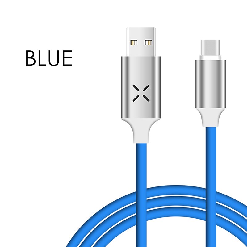 Voice Control USB Kabel - 1m Lichtgevende Oplaadkabel met LED voor Type-C, Micro USB, iPhone: Blauw / Voor type c