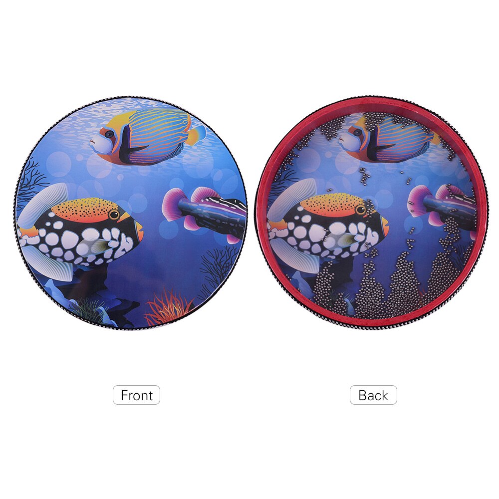 10-inch Solid Wooden Ocean Drum Sea Wave Drum Frame Drum Gentle Sea Wave Sound Musical Toy Red: Red