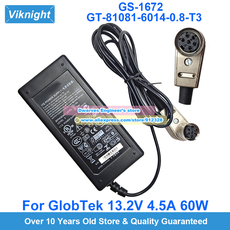 Genuine 13.2V 4.5A GlobTek GS-1672 Ac Adapter GT-81081-6014-0.8-T3 Laptop Charger GT81081601408T3 Special 6 Holes Power Supply
