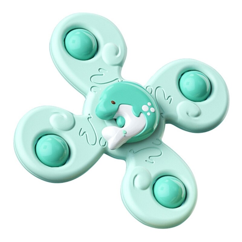 Spinning spinner bath toy, bathtub suction cup spinning educational water play toy, bath shower high chair toy for infant: Green