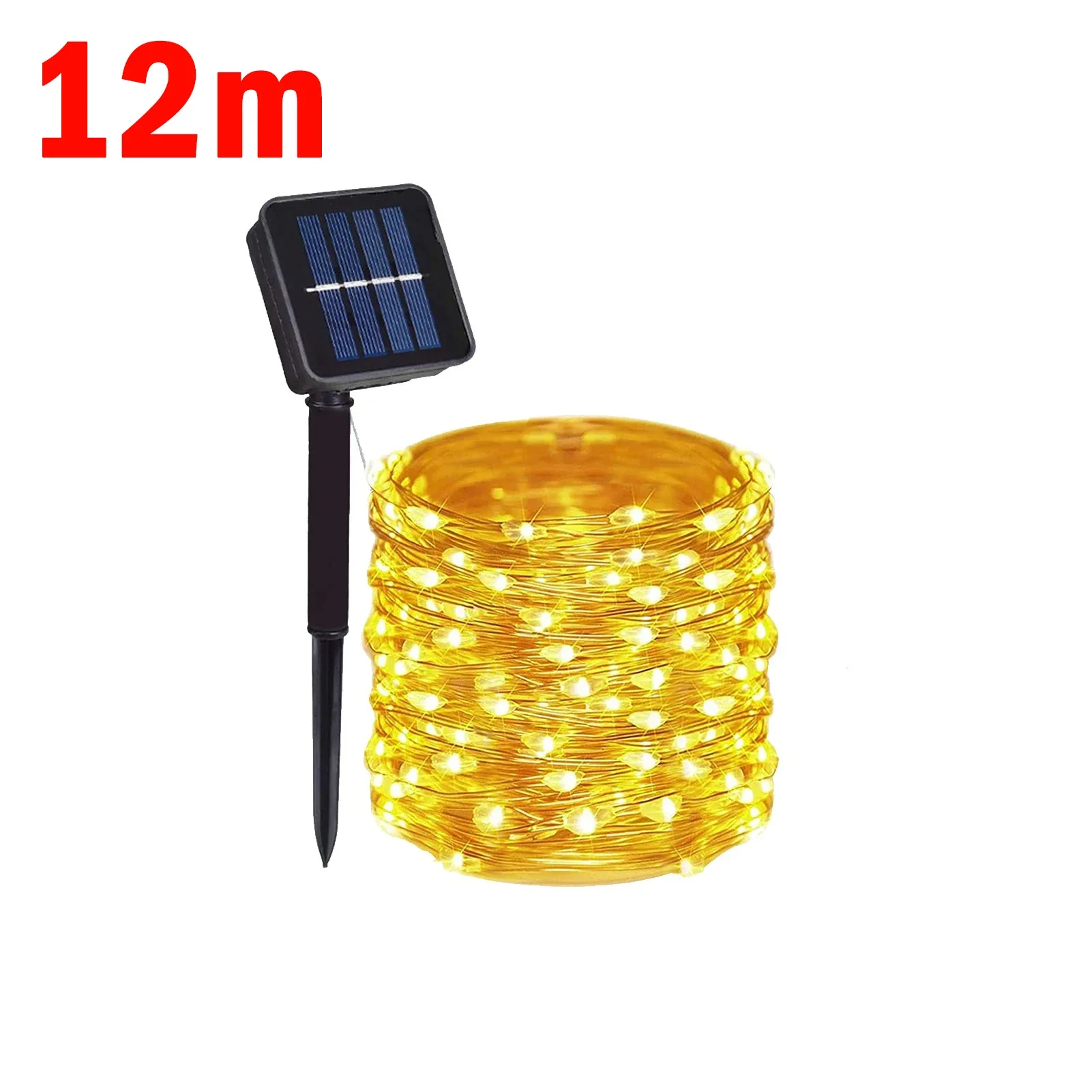 Weihnachten Solar- Lampe LED draussen 7M/12M Lichterketten Gebühr Wasserdicht für Neujahr Party Girlanden garten Dekor Beleuchtung: Fluoreszenz Gelb