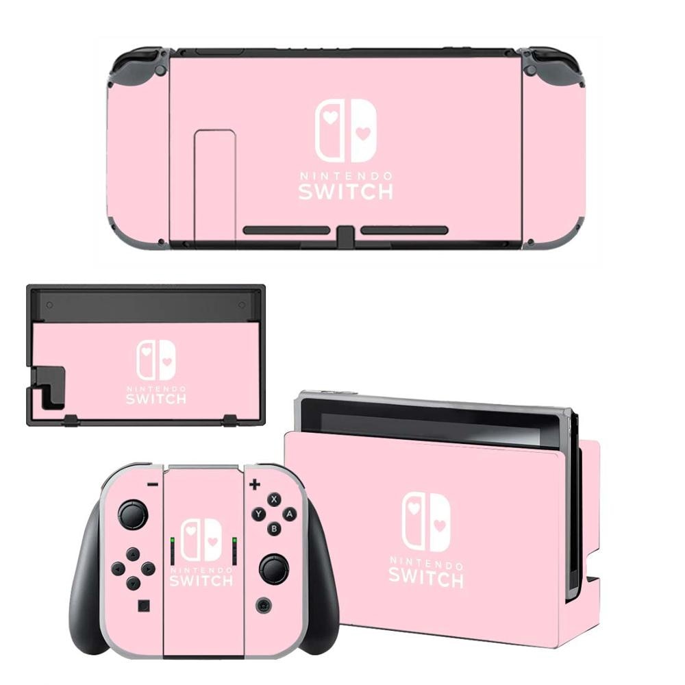 Pegatinas Rosa puro para Nintendo Switch, pegatinas de colores para consola Nintendo Switch y Joy-Con