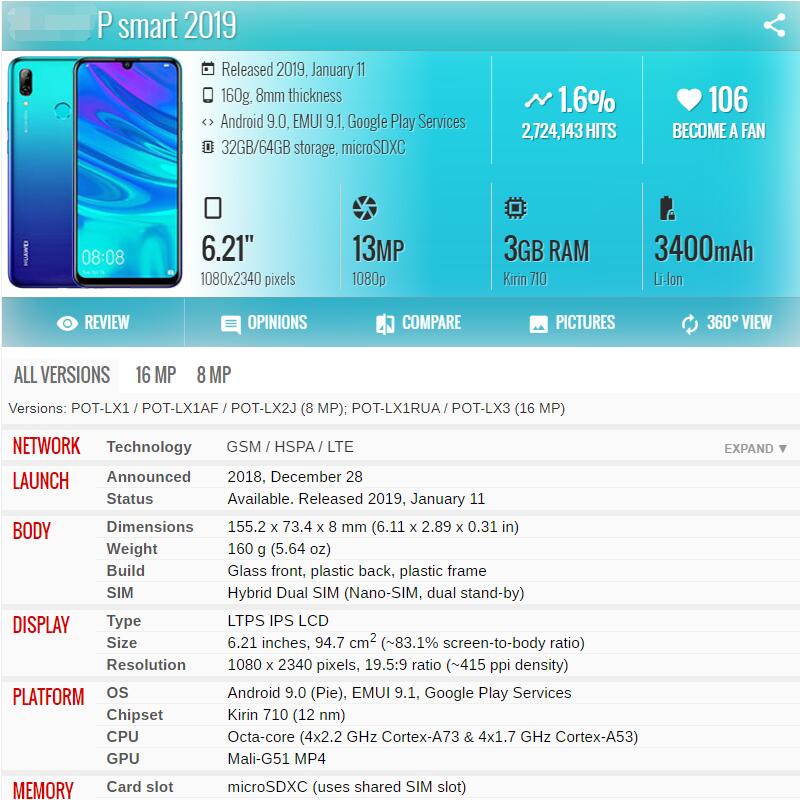 Panel frontal para Huawei P Smart , , , POT-LX1, POT-LX1A, cubierta de cristal con pantalla táctil, sin pantalla LCD, Sensor digitalizador