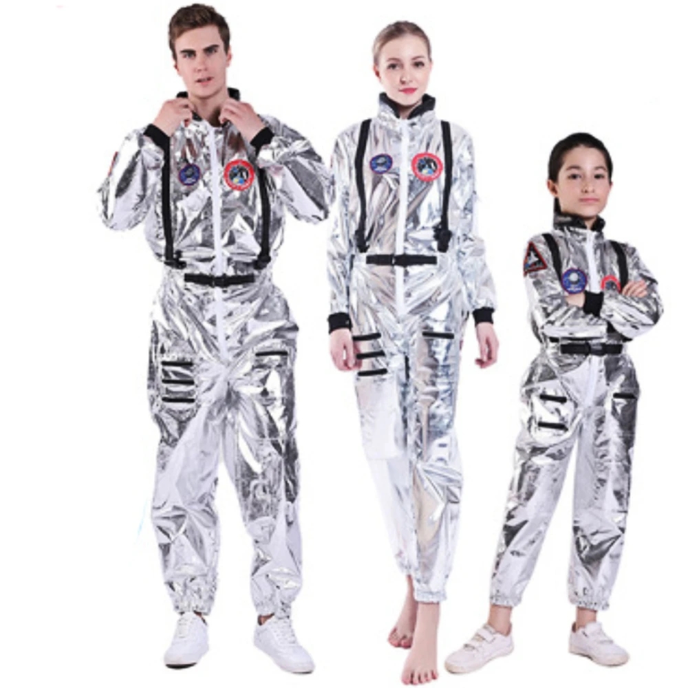 Astronaut Kostuum Volwassen Kinderen Zilveren Ruimteman Kostuum Plus Size Dames Ruimtepak