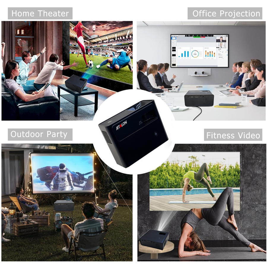 Projektor 4k fhd 1080p bärbar projektor stödd liten filmprojektor hdmi usb-gränssnitt med android/ios laptop tv-stick