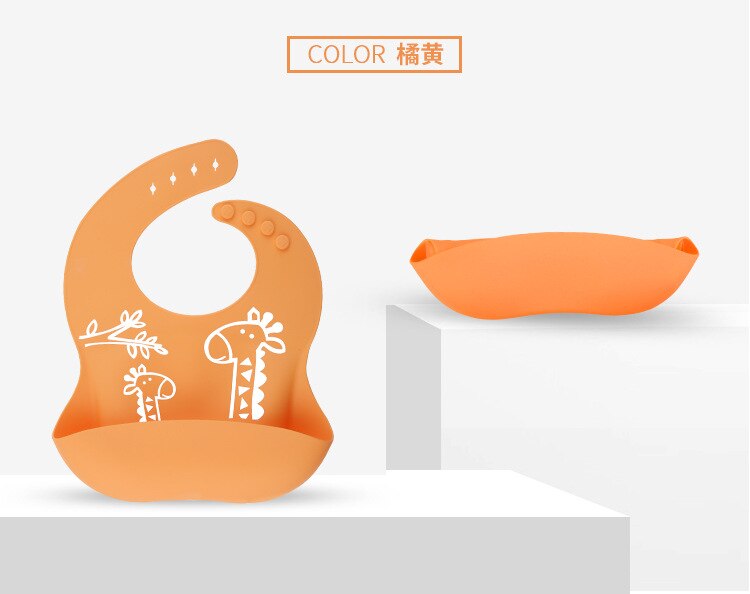 Babadores do bebê babadores de silicone macio à prova dwaterproof água saliva pingando babadores infantis para bebês crianças ferramentas de alimentação do miúdo babadores avental: Orange