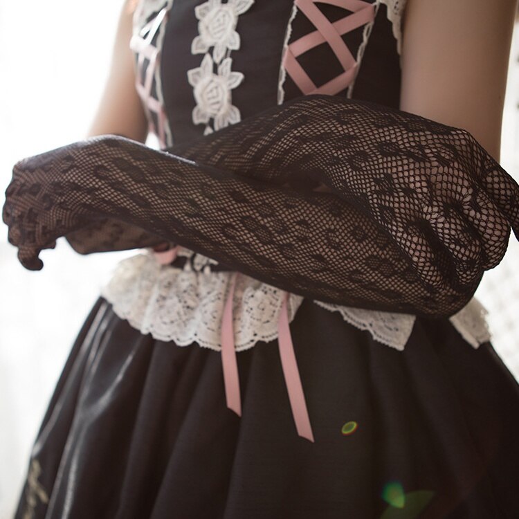Lolita Dress Sleeve Vintage Gothic Dress Lace Dress Hand Sleeve Gloves Women Sun Proof Mesh Gloves