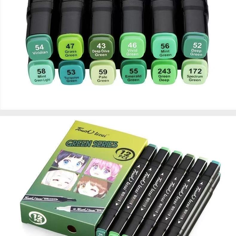Rotuladores de uso artístico , 12 colores, bolígrafo de fieltro con Alcohol, marcadores para bocetos de Manga, pincel doble, suministros de arte, juego de dibujo
