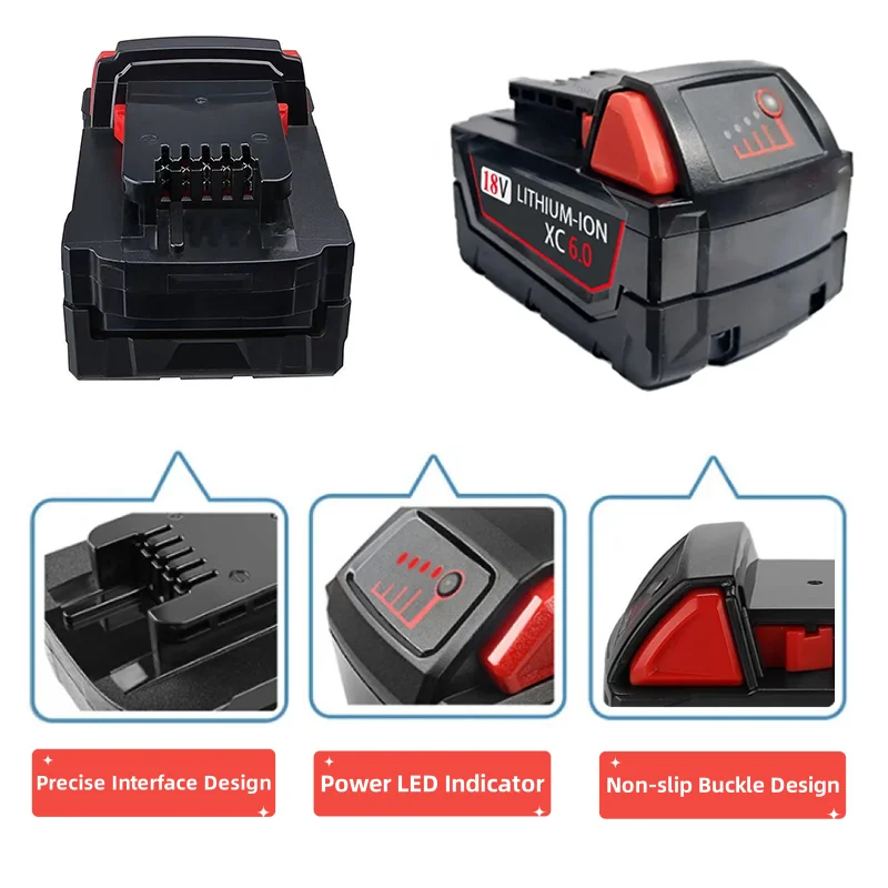 Batterie au Lithium 18V batterie Rechargeable originale 12Ah pour outil électrique Milwaukee M18 XC M18B2 M18B4 M18B5 Batteries avec chargeur