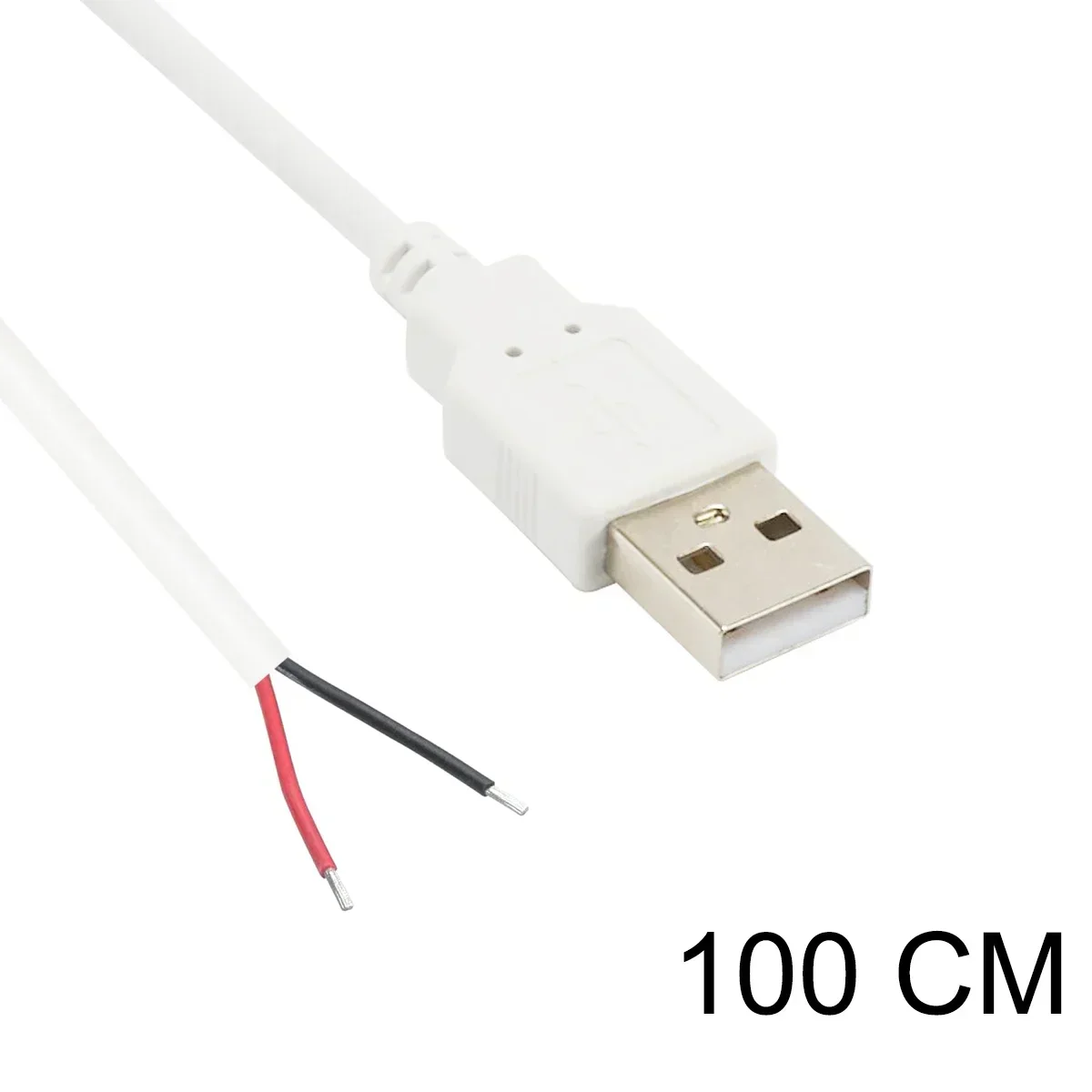 Cable USB Pigtail macho hembra Cable de alimentación pelado conector de repuesto de 12V para tira LED USB reemplazar reparación ventiladores altavoz: Blanco